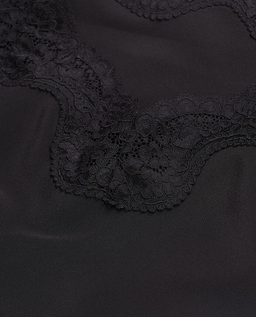 The Kooples WOMEN BLACK black silk camisole with lace details