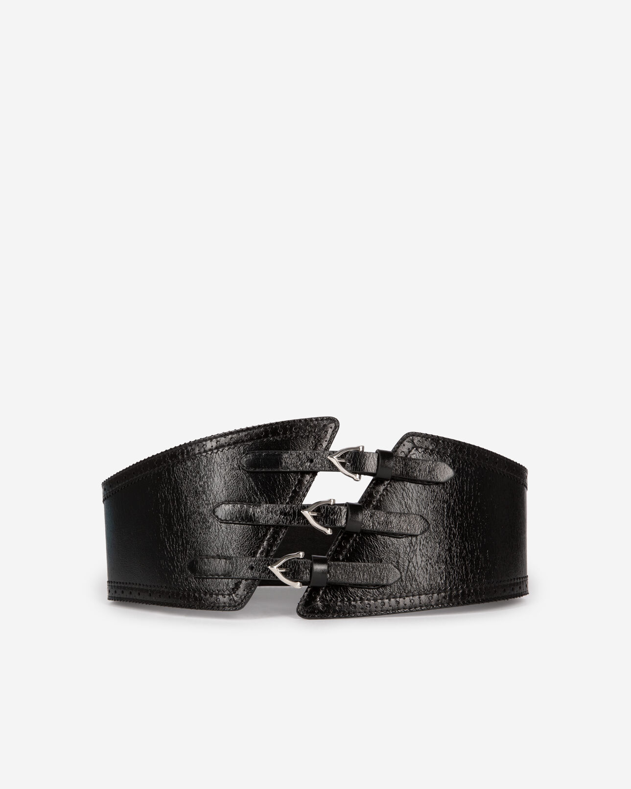 The Kooples FEMME BLACK ceinture corset en cuir noir avec boucles