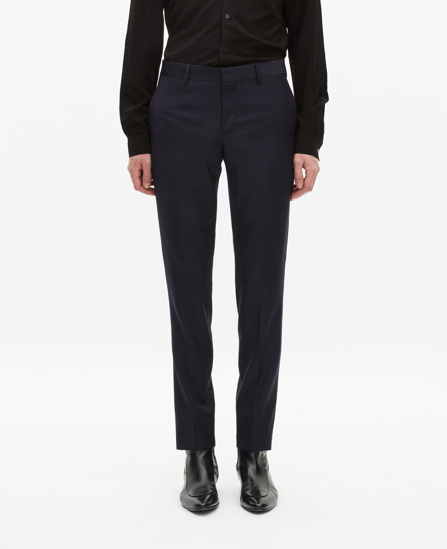 The Kooples HOMME DARK NAVY pantalon de costume en laine ajusté bleu