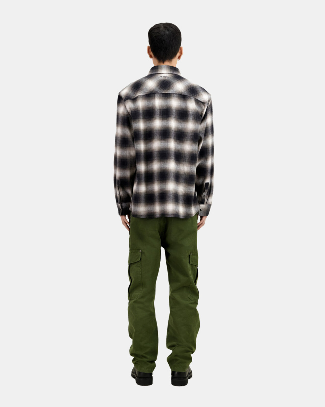 The Kooples HOMME BLACK GREY surchemise à carreaux noirs et blancs