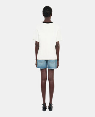 The Kooples DAMEN ECRU ecrufarbenes t-shirt mit tk waves-siebdruck