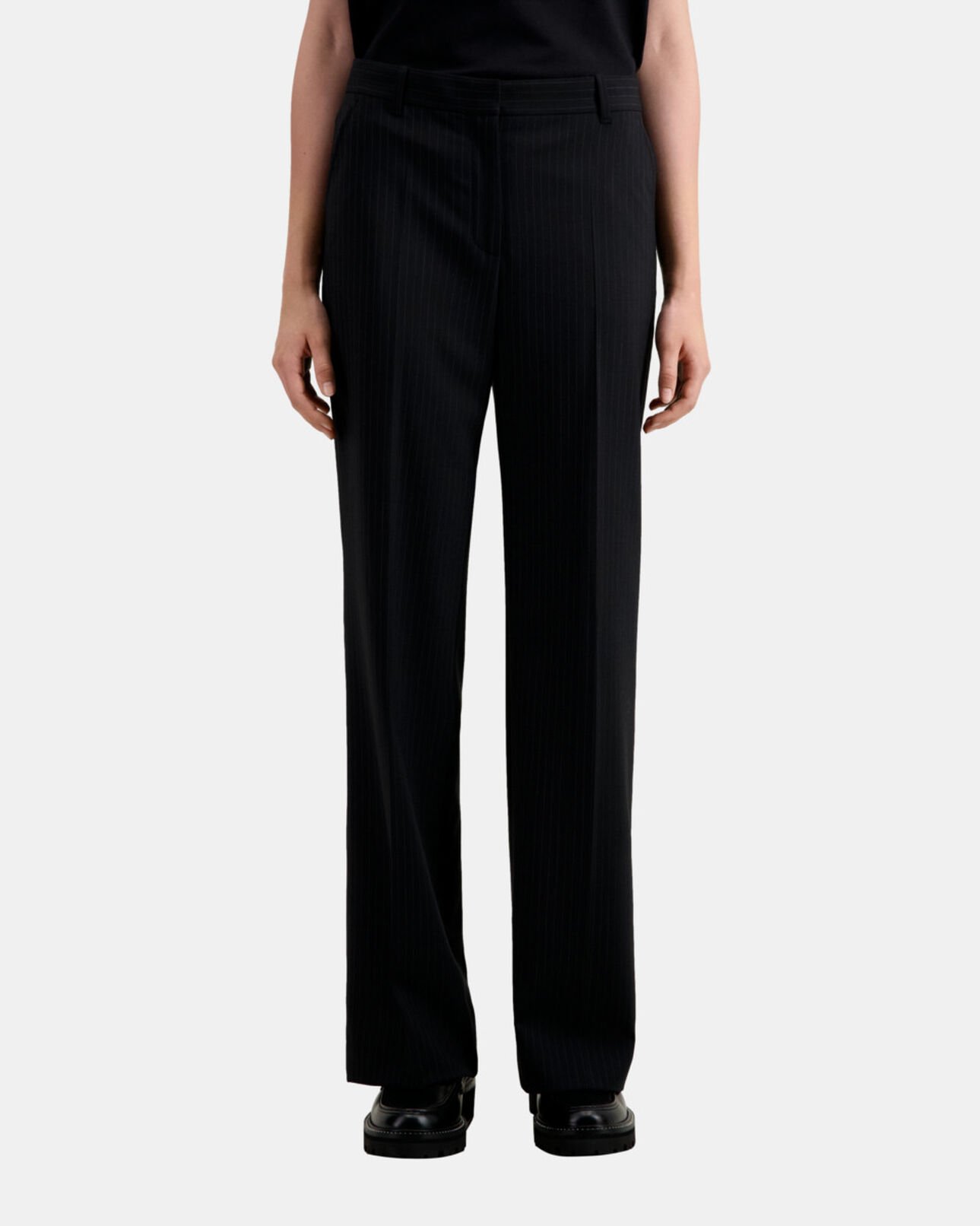 The Kooples DAMEN BLACK WHITE schwarze anzughose aus gestreifter wolle