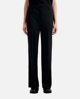 The Kooples F BLACK WHITE black striped wool-blend suit trousers