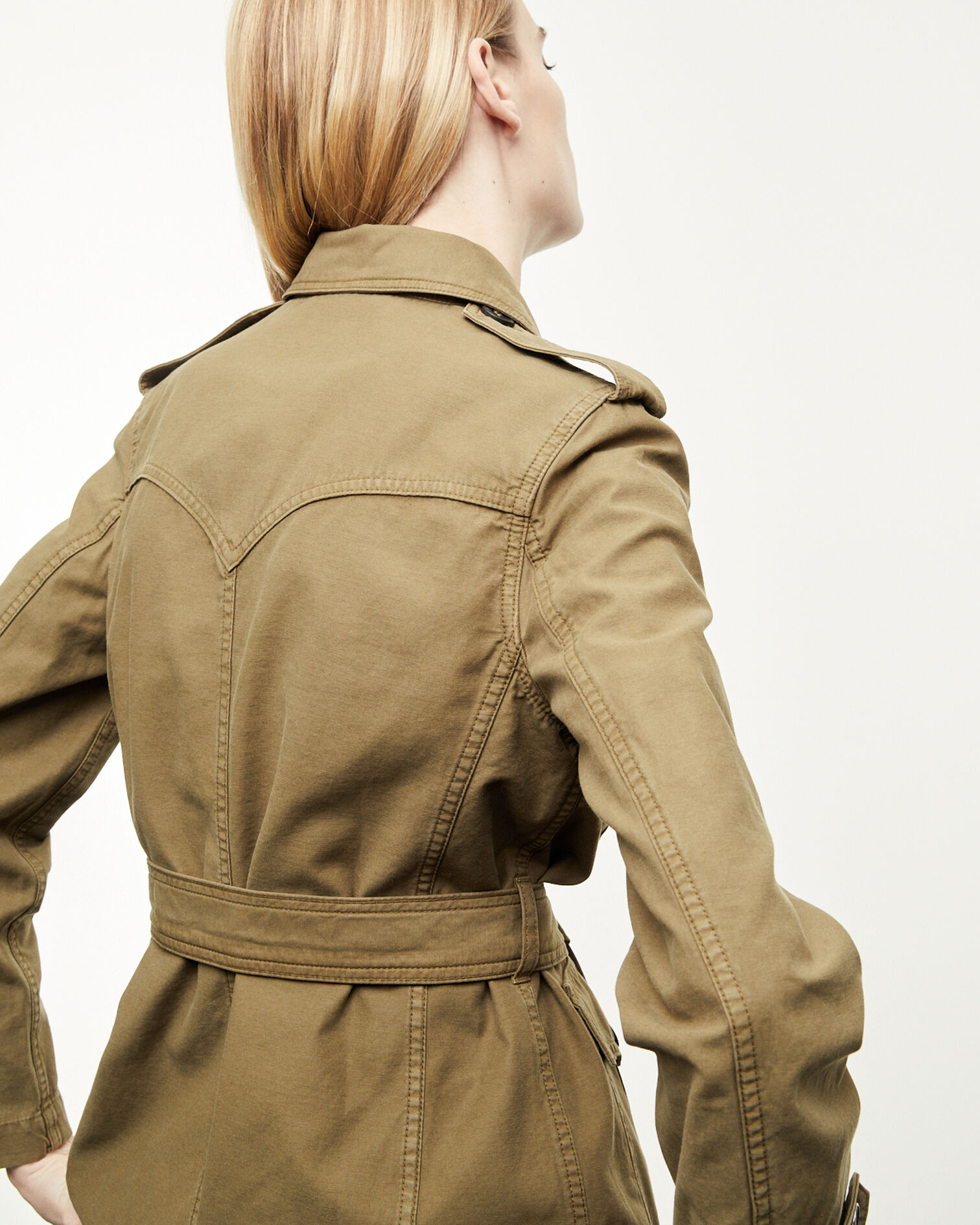 Buttoned cotton khaki jacket with pockets, MILITARY KAKI, hi-res image number null