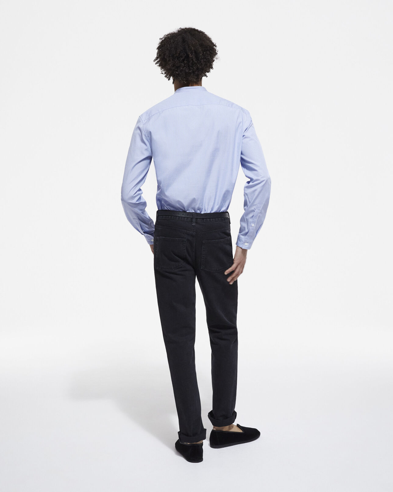 The Kooples HERREN WHITE / SKY BLUE blaues hemd mit streifen und stehkragen