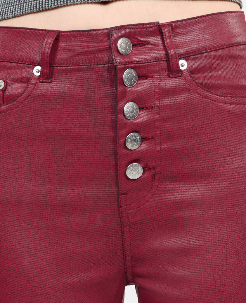 The Kooples F DARK RED red leather-effect skinny jeans