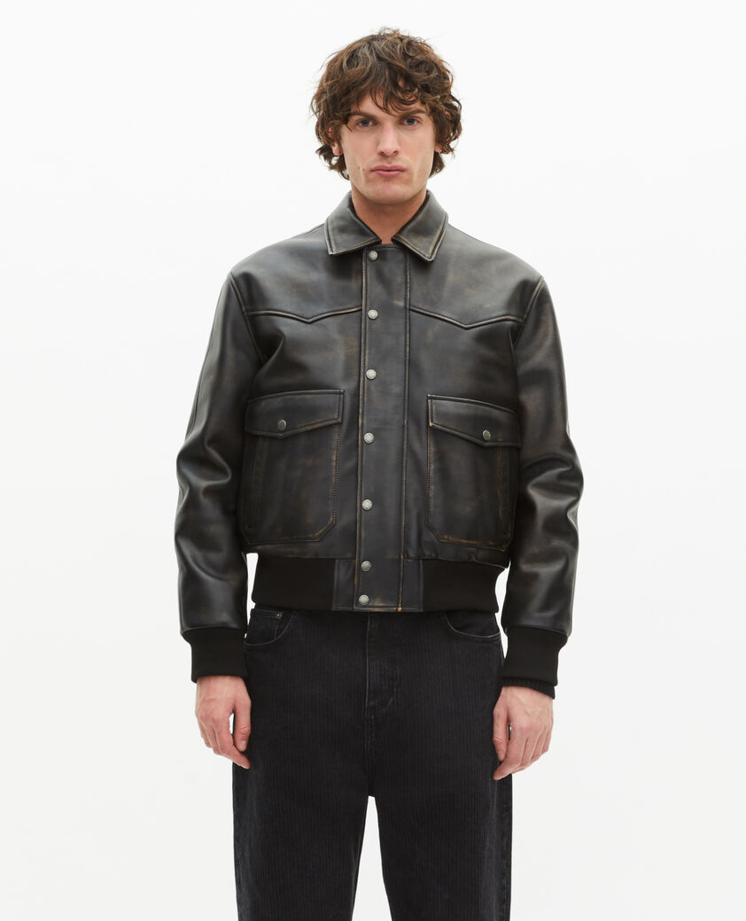 The Kooples HERREN DARK BROWN braune lederjacke