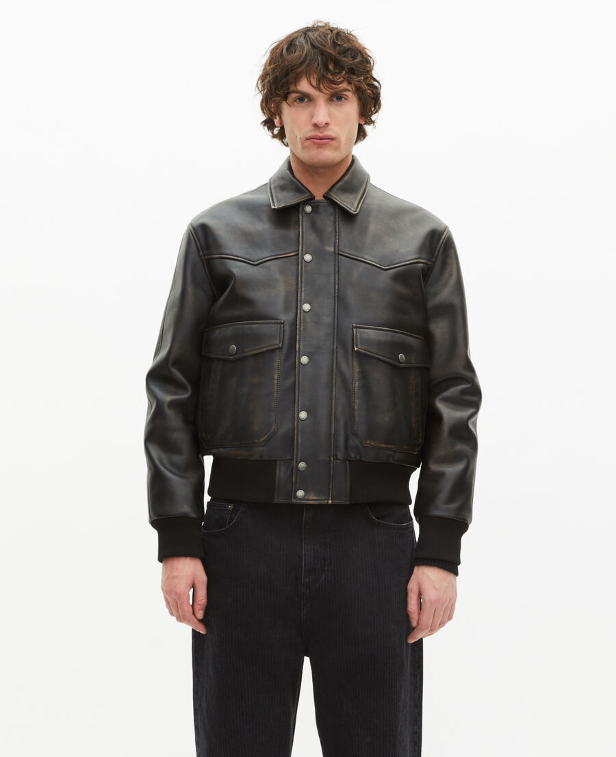 The Kooples MEN DARK BROWN brown leather jacket