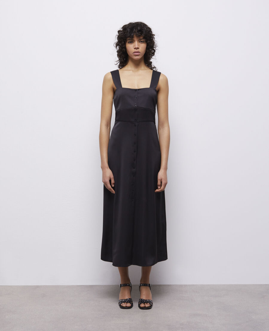 vestido largo negro botonadura