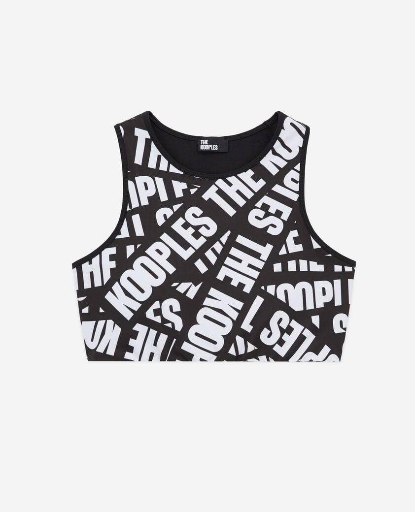 The Kooples F BLACK / WHITE short bra with tape logo