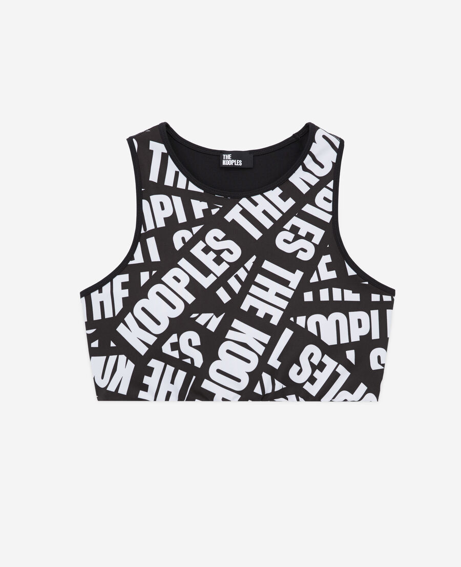 The Kooples F BLACK / WHITE short bra with tape logo