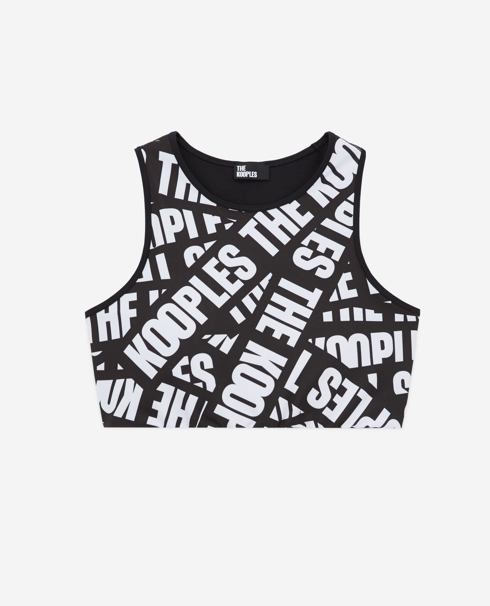 Short bra with Tape logo, BLACK / WHITE, hi-res image number null
