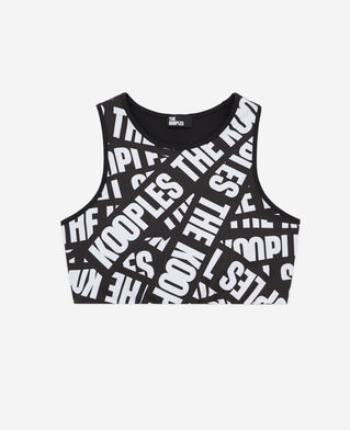 The Kooples F BLACK / WHITE short bra with tape logo