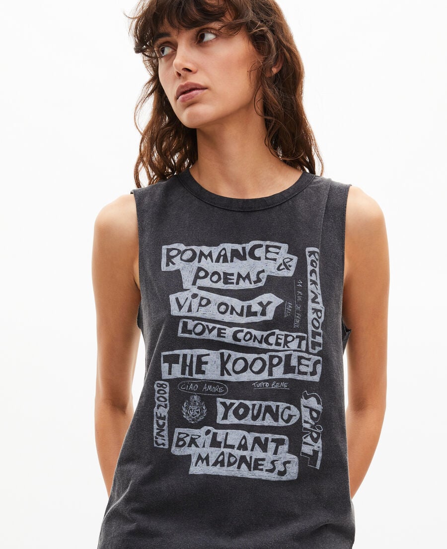 The Kooples F BLACK WASHED tank top with faded black screen print