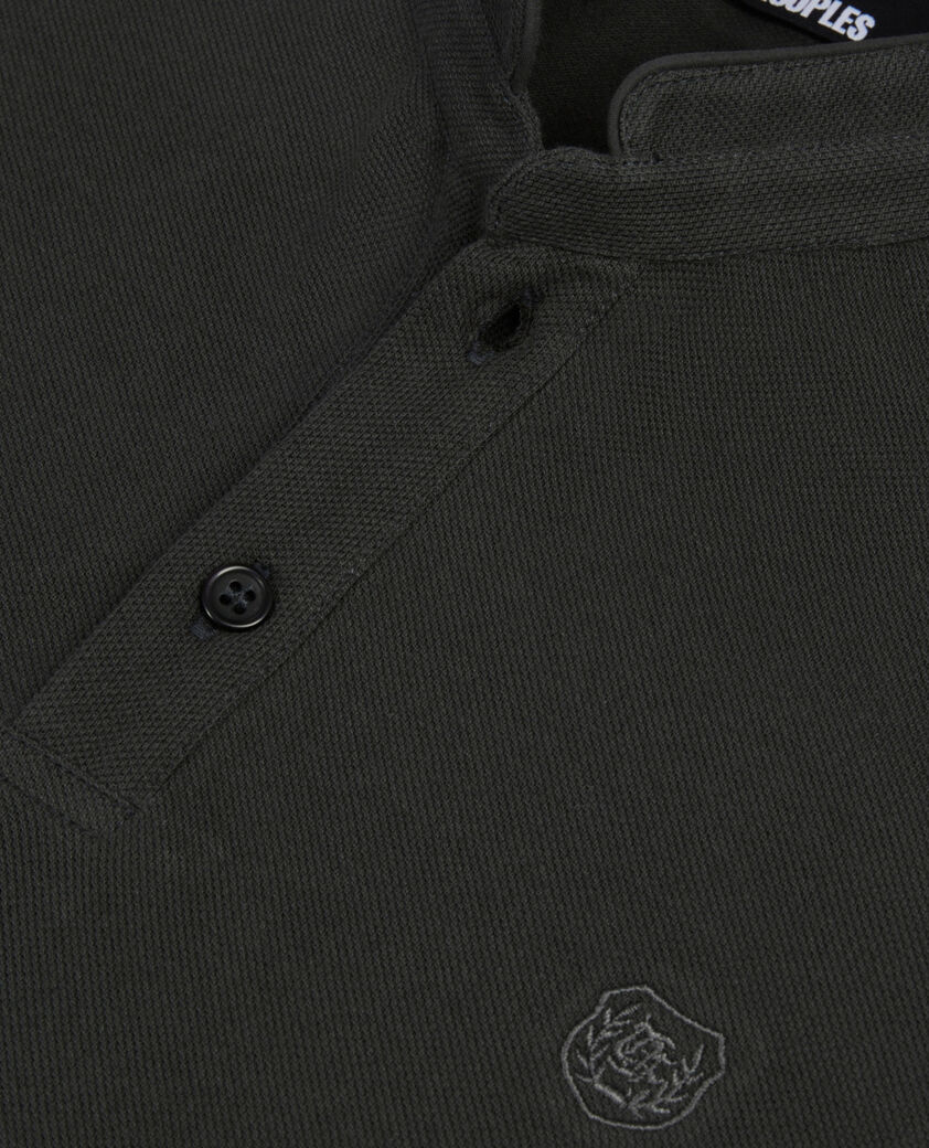 The Kooples HOMME BLACK-ORANGE polo en coton piqu&eacute; gris fonc&eacute;