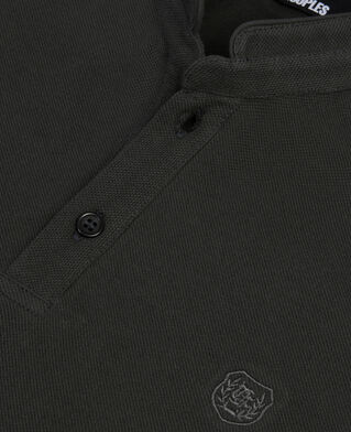 The Kooples HOMME BLACK-ORANGE polo en coton piqu&eacute; gris fonc&eacute;