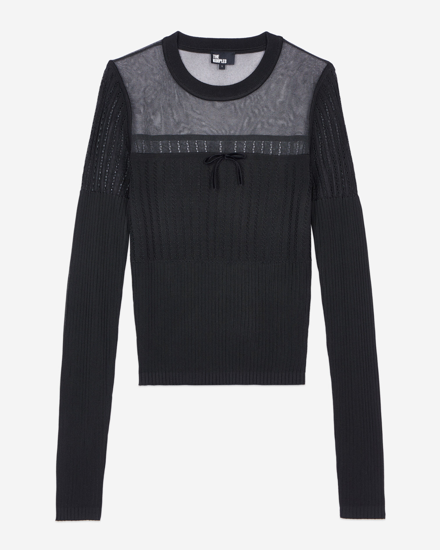 Pull en maille ajourée noir, BLACK, hi-res image number null