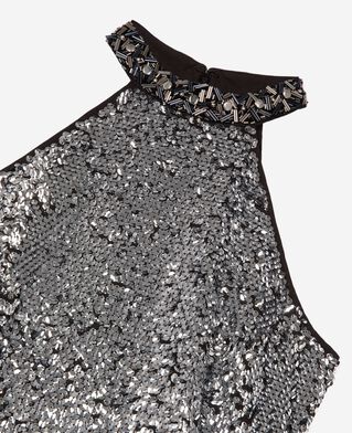 The Kooples FEMME SILVER robe courte en sequins silver