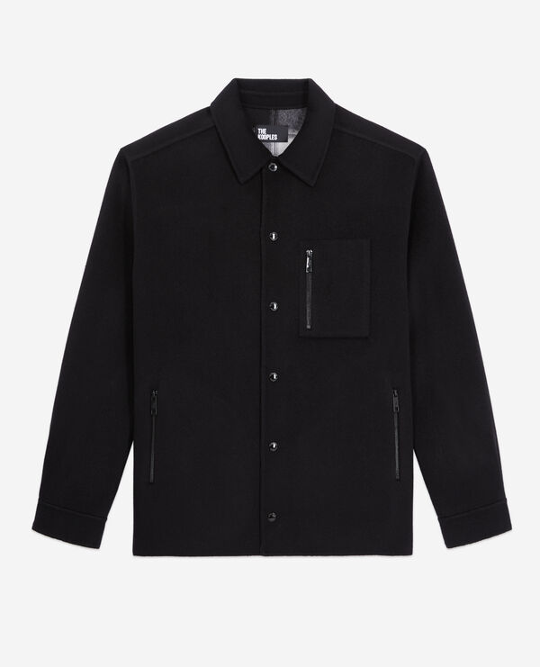 black wool-blend overshirt jacket