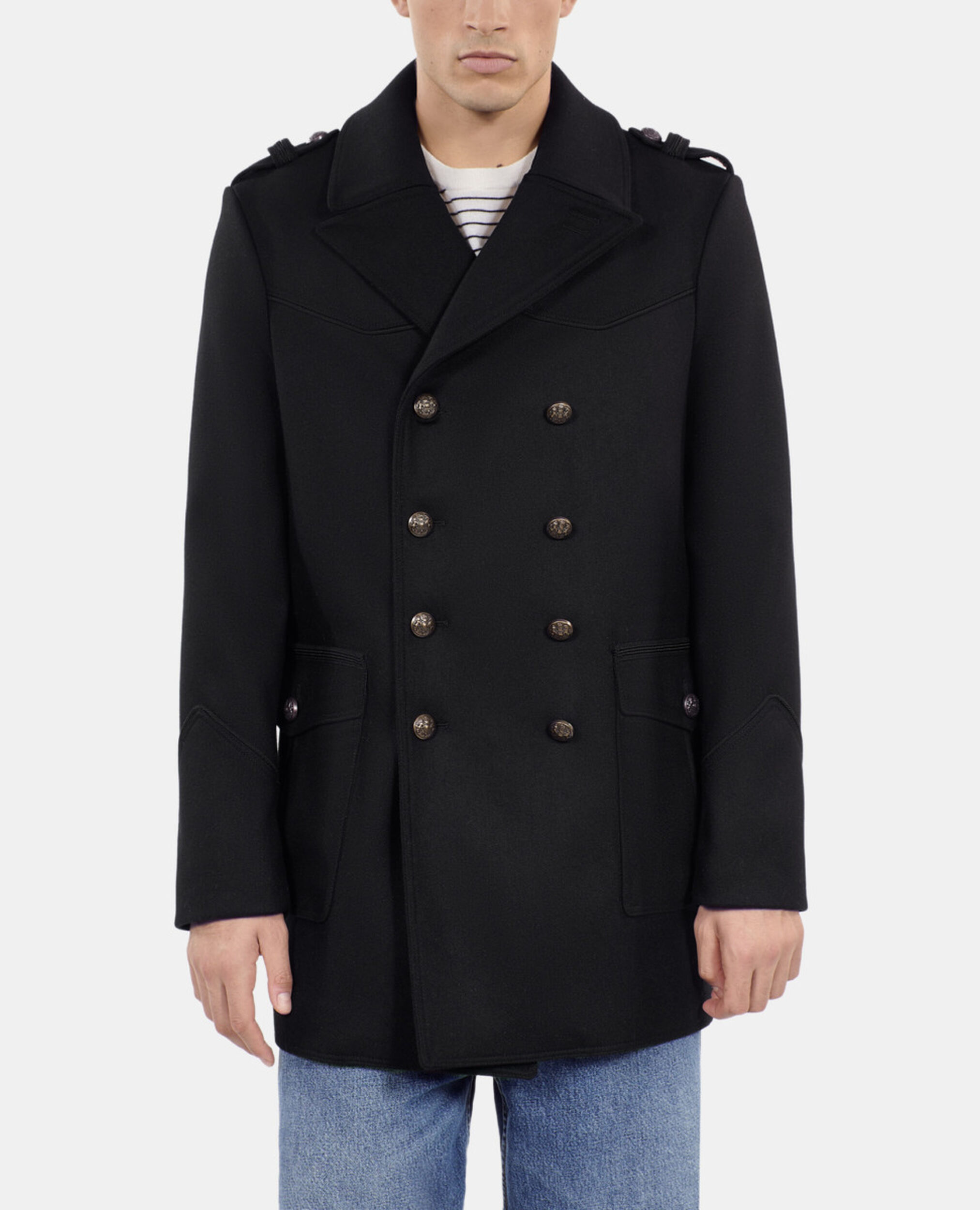 Caban style officier noir, BLACK, hi-res image number null