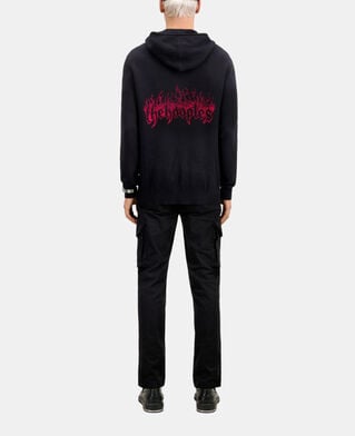 The Kooples HERREN BLACK - RED schwarzer cardigan mit kapuze aus wolle