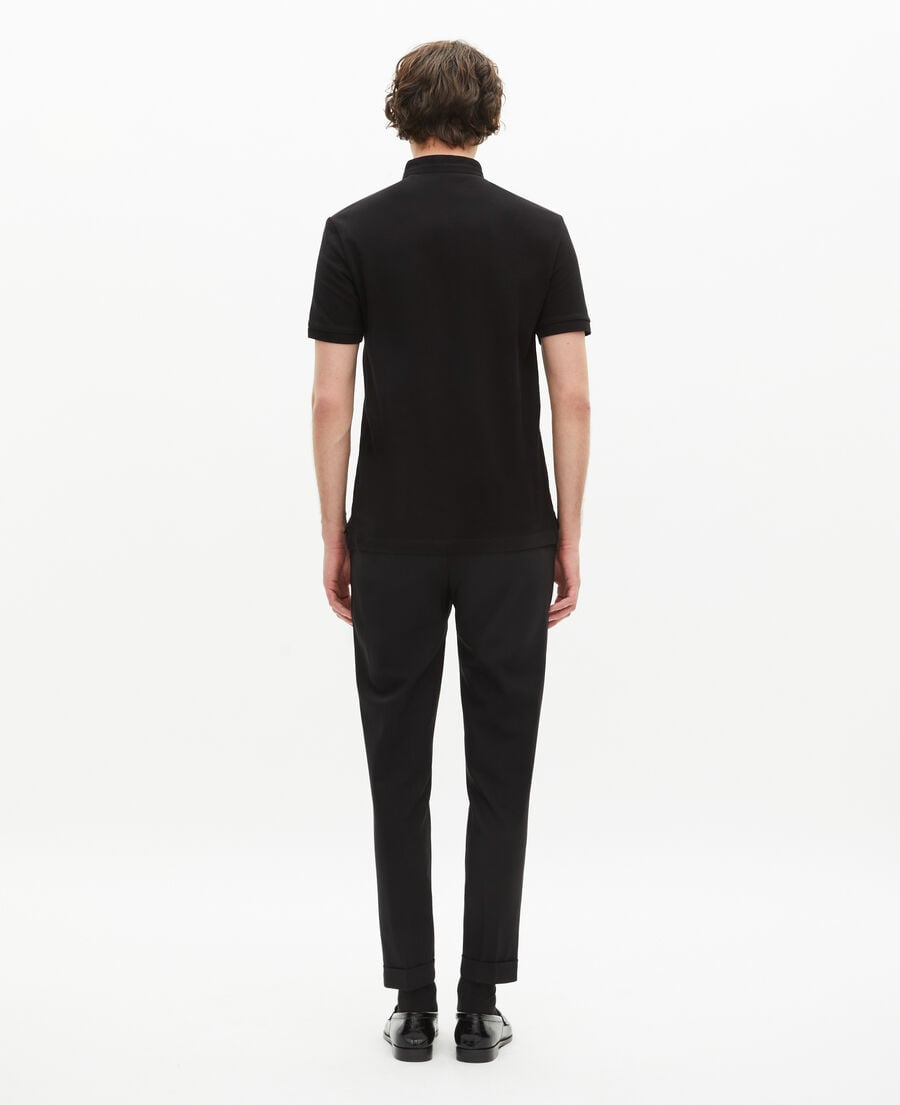 The Kooples MEN BLACK black pique cotton polo t-shirt