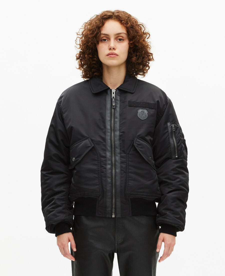 The Kooples F BLACK the kooples x schott black bomber jacket
