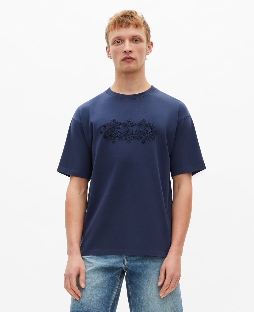 The Kooples HOMME DARK NAVY t-shirt avec broderie logo bleu marine