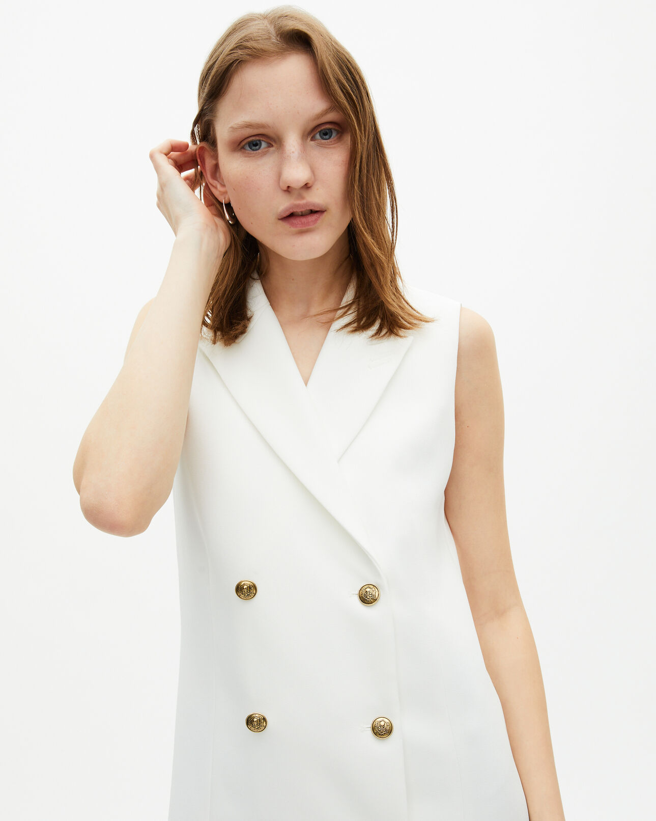 The Kooples WOMEN WHITE short tailored ecru dress