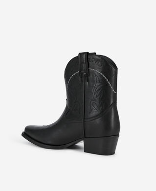 The Kooples MEN BLACK black leather western boots