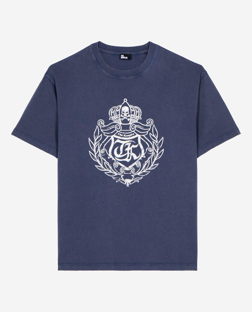 The Kooples MEN DARK NAVY t-shirt with navy screen print