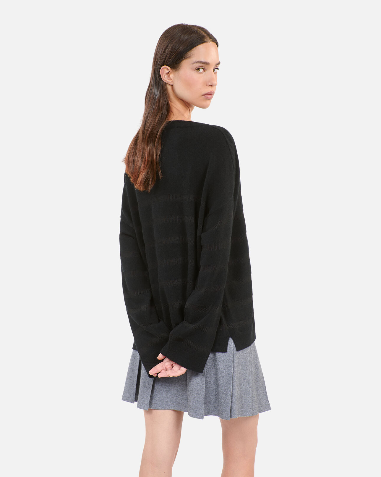 The Kooples FEMME BLACK pull en laine et cachemire à rayures