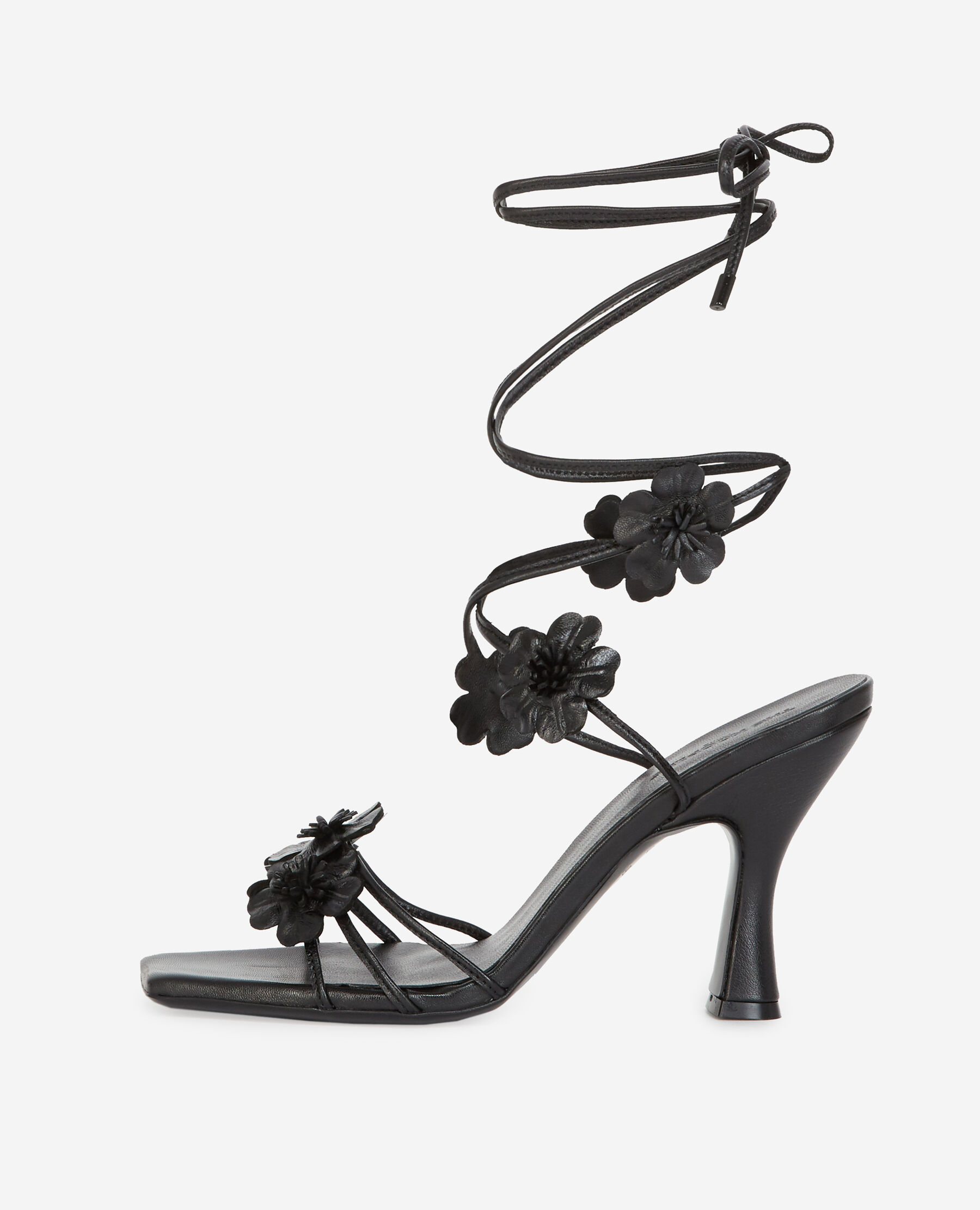 Black lace up sandals with high heel