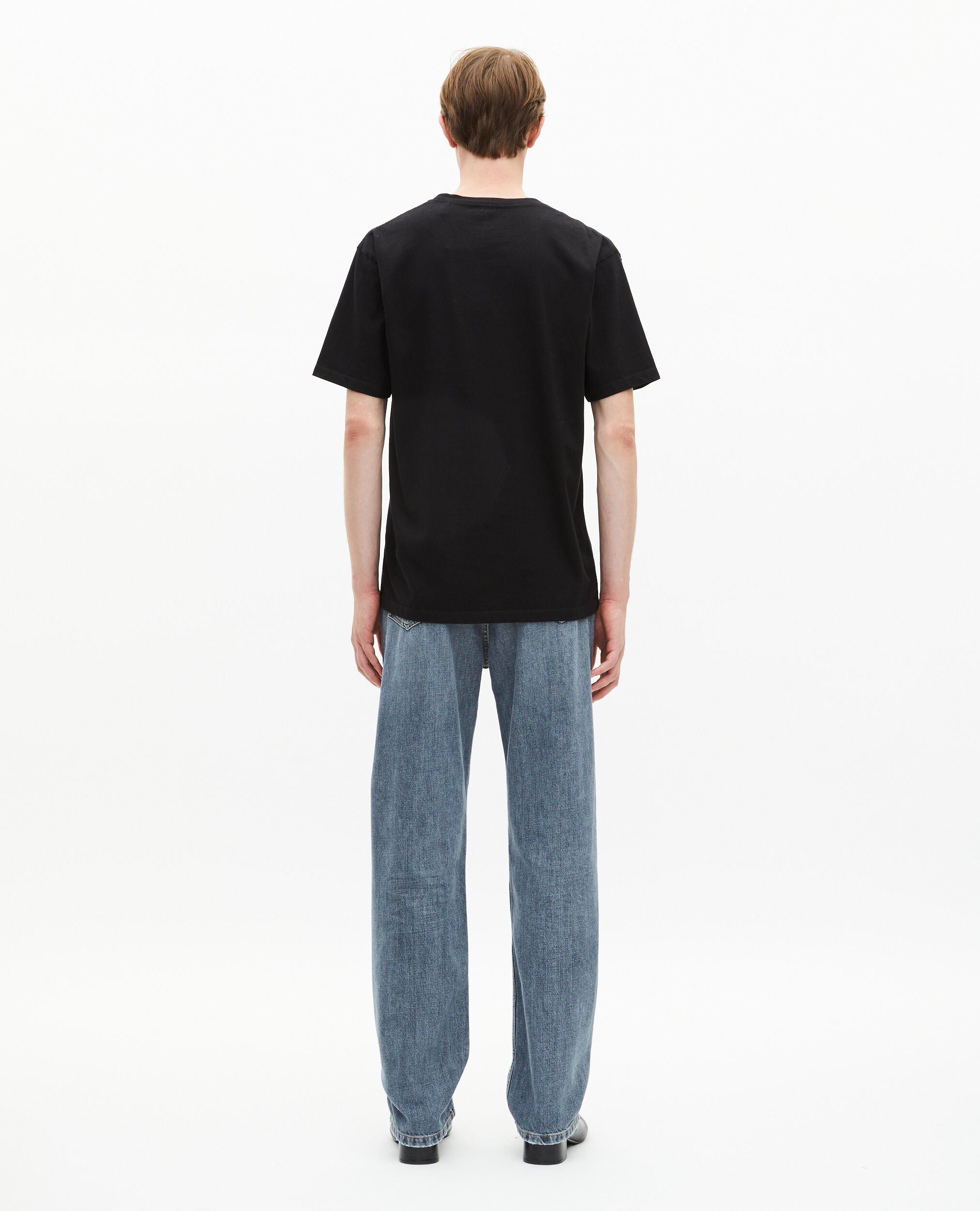 T-shirt with black skull flocking, BLACK, hi-res image number null