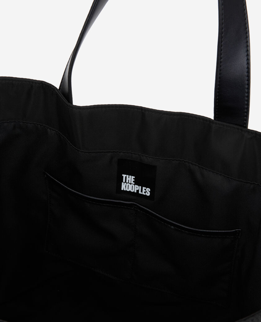 The Kooples WOMEN BLACK large black tote bag with tape logo