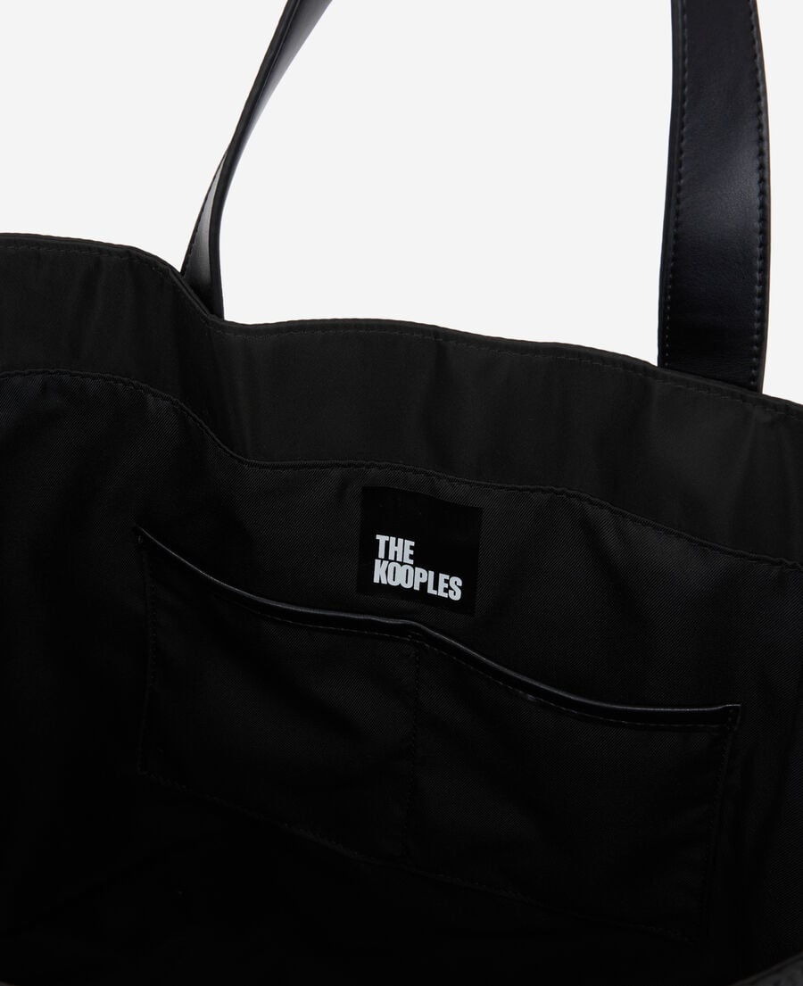 The Kooples WOMEN BLACK large black tote bag with tape logo