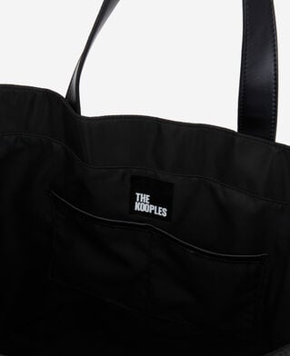 The Kooples WOMEN BLACK large black tote bag with tape logo