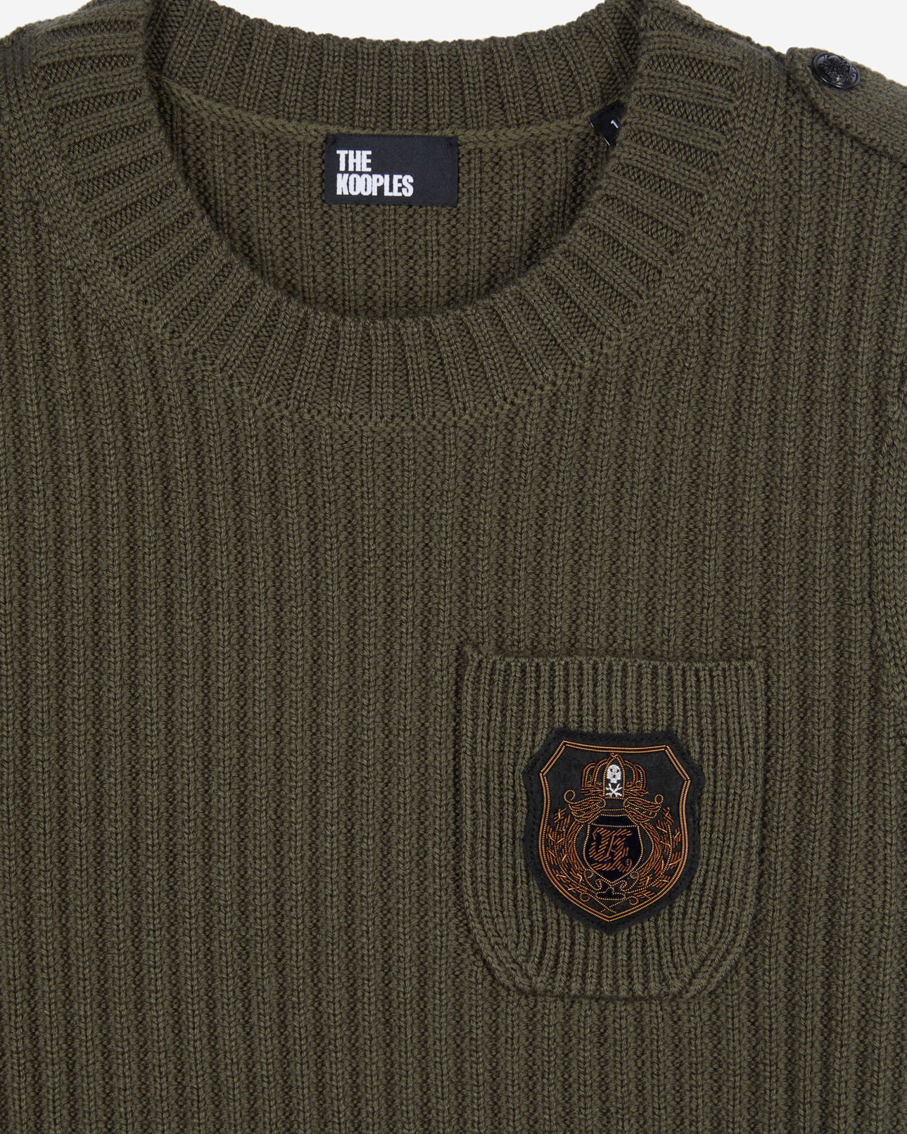 The Kooples WOMEN OLIVE NIGHT khaki ribbed knit sweater