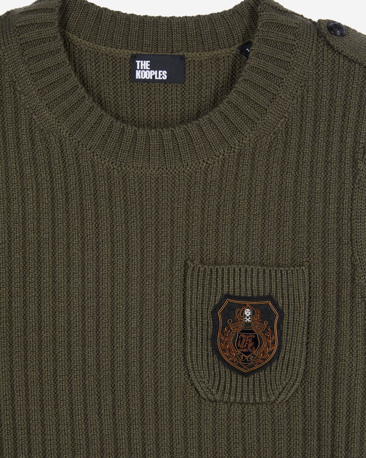 Khaki ribbed knit sweater, OLIVE NIGHT, hi-res image number null
