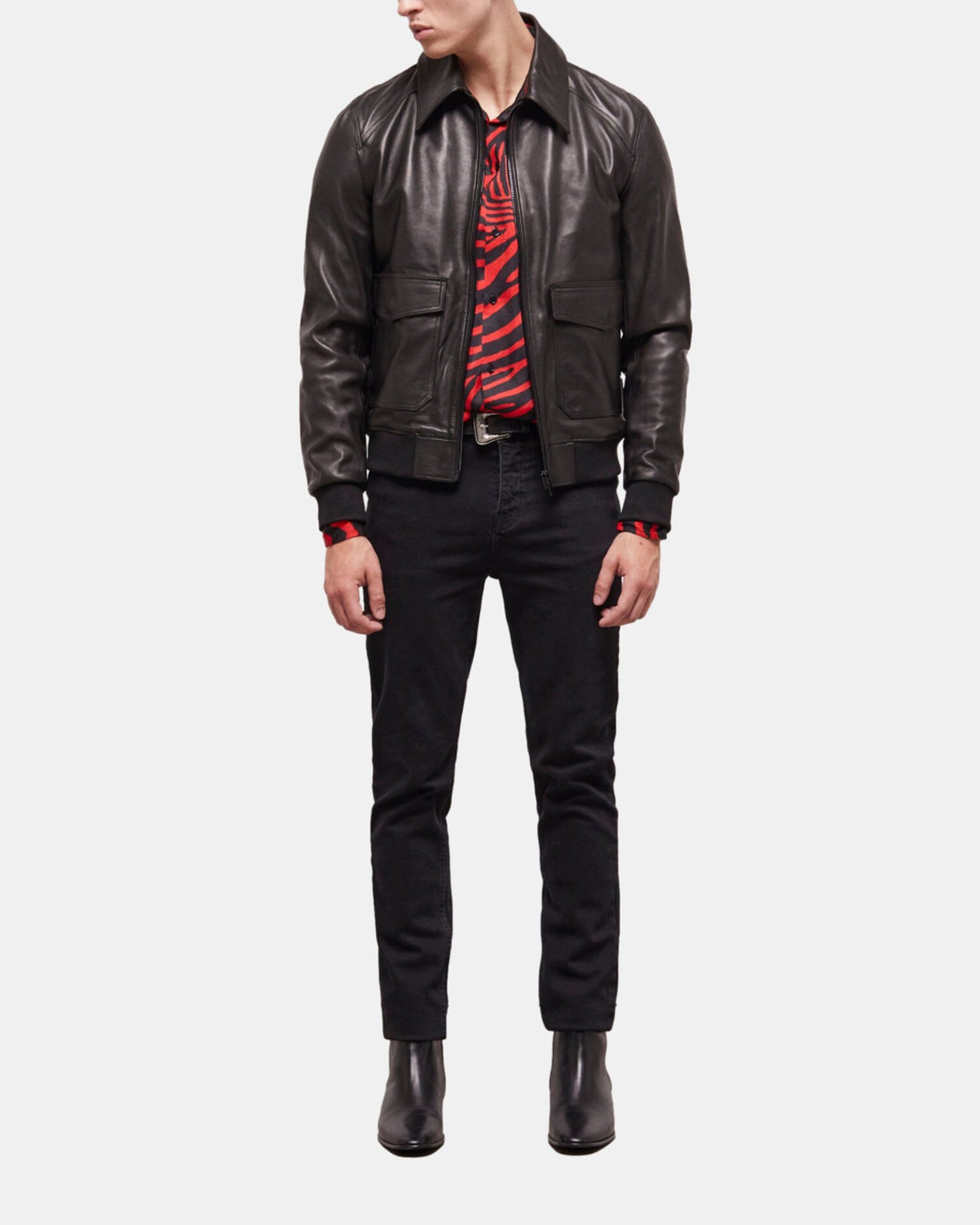 Black leather jacket, BLACK, hi-res image number null