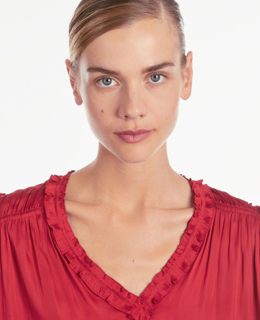 red top with shirring