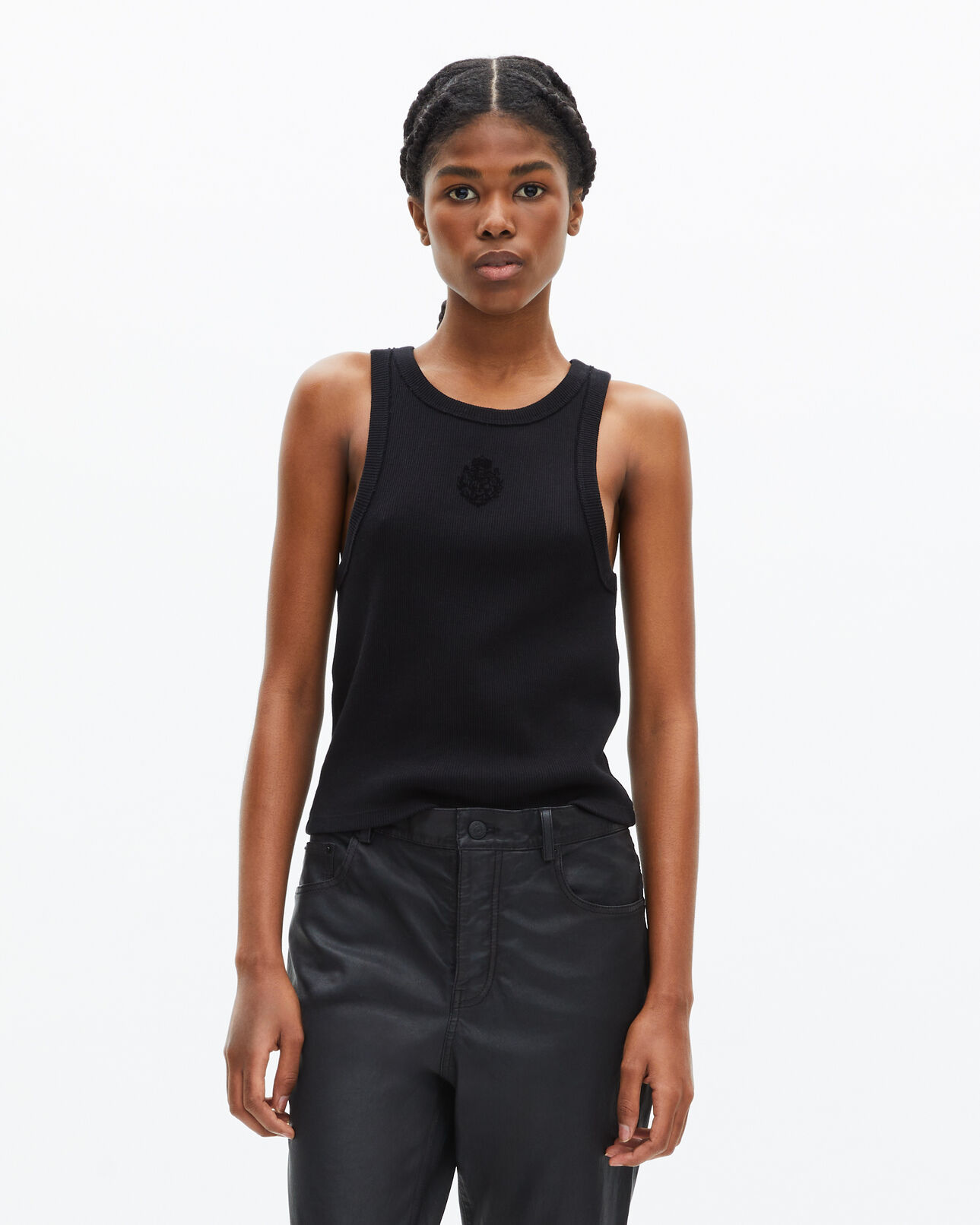 The Kooples WOMEN BLACK tank top with black coat of arms