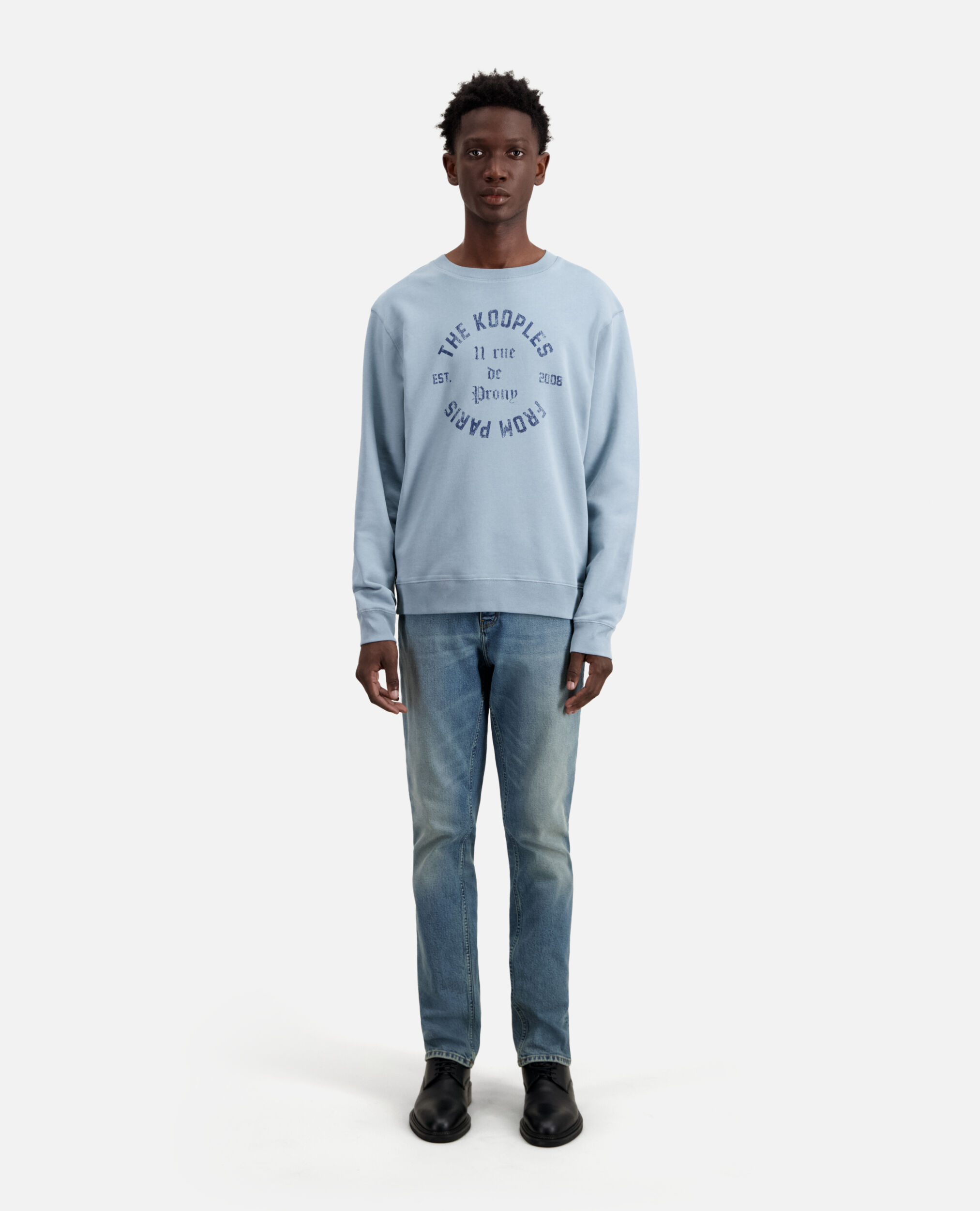 Hellblaues Sweatshirt mit Siebdruck, BLUE GREY, hi-res image number null