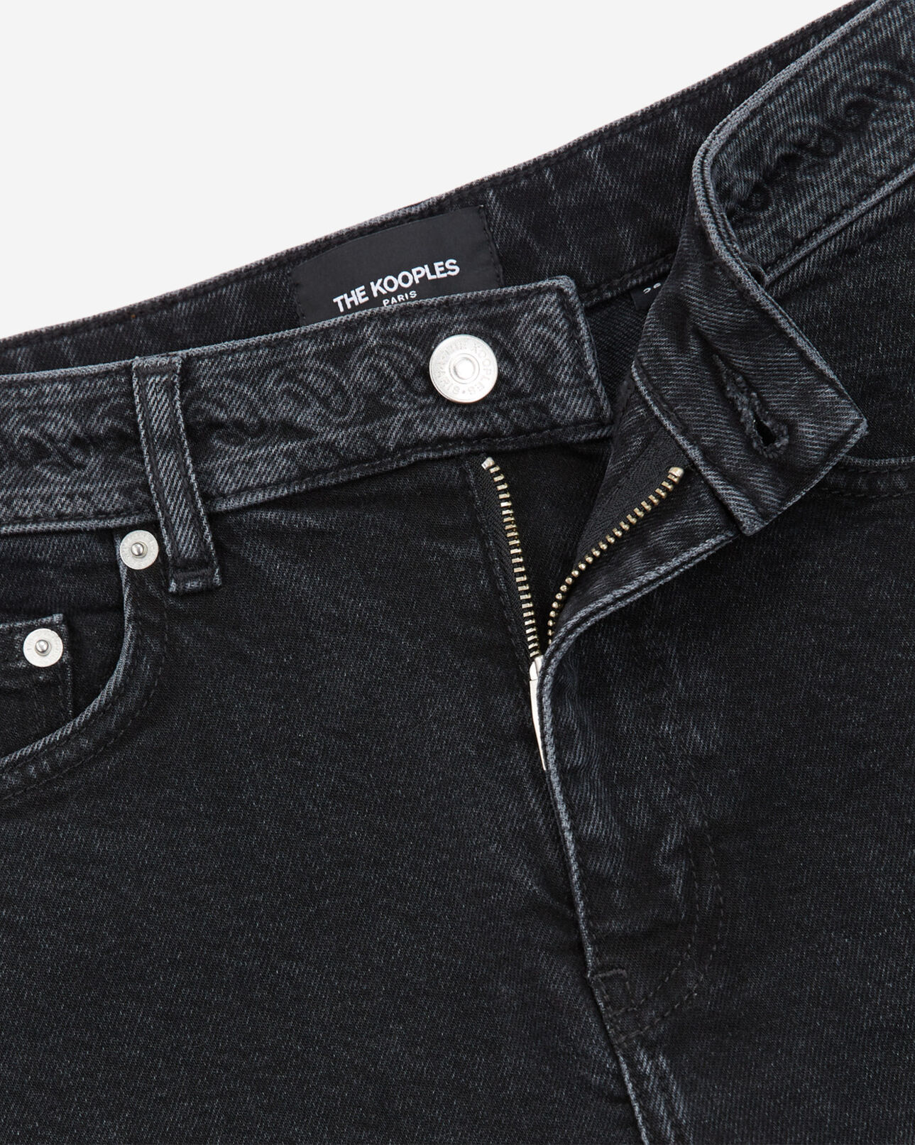 The Kooples DAMEN BLACK WASHED cropped-jeans gerade