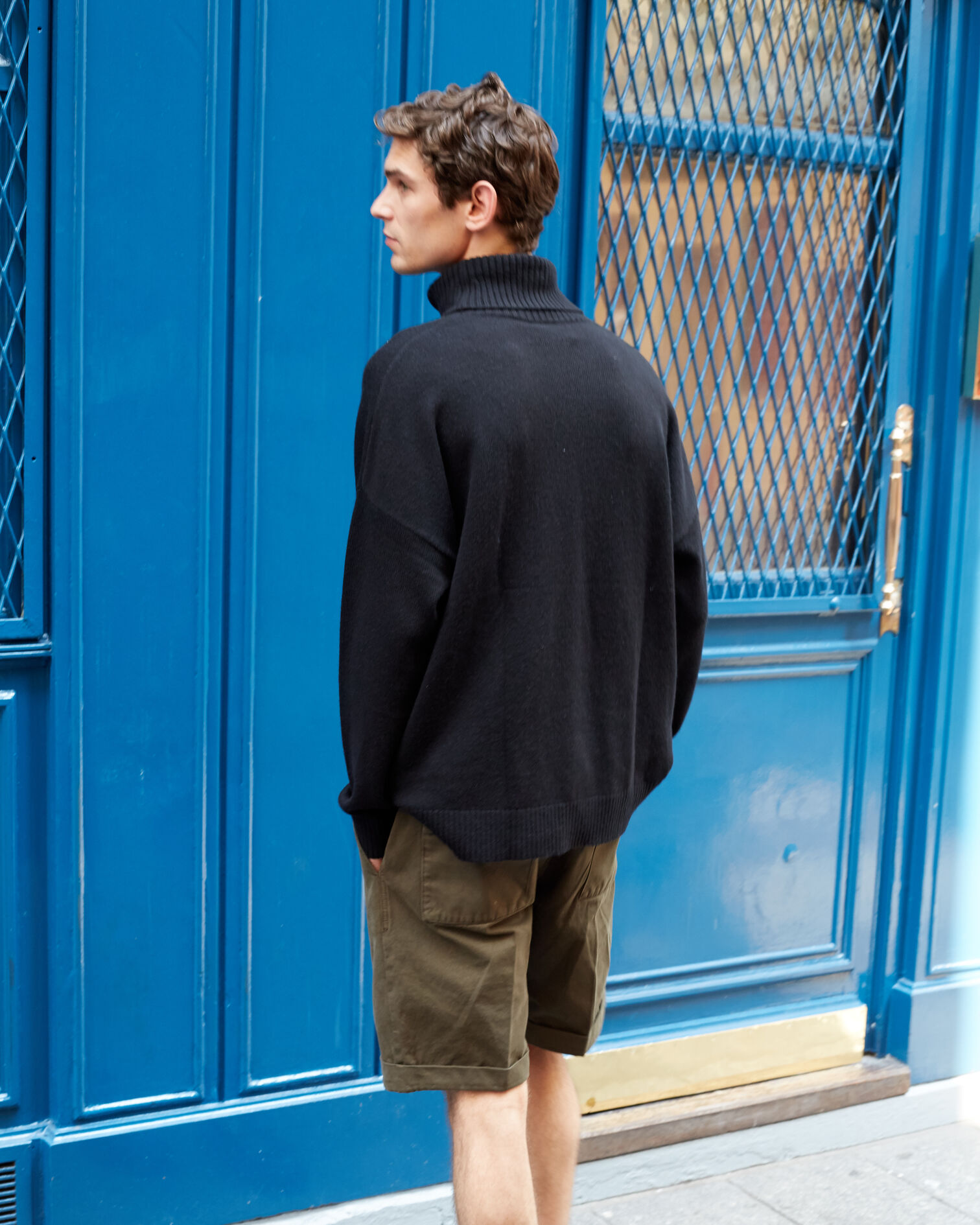 Black wool and cashmere turtleneck sweater, BLACK, hi-res image number null