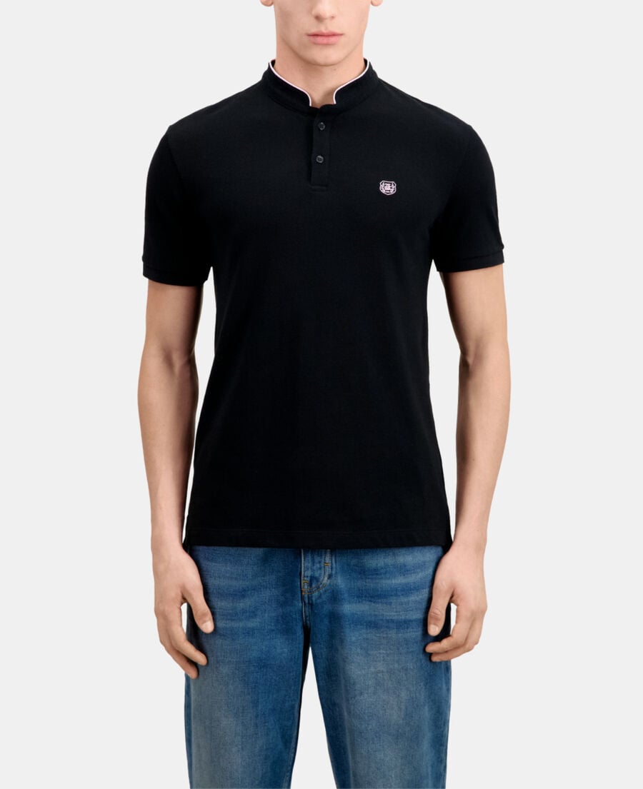 The Kooples MEN BLACK / PINK black cotton polo t-shirt