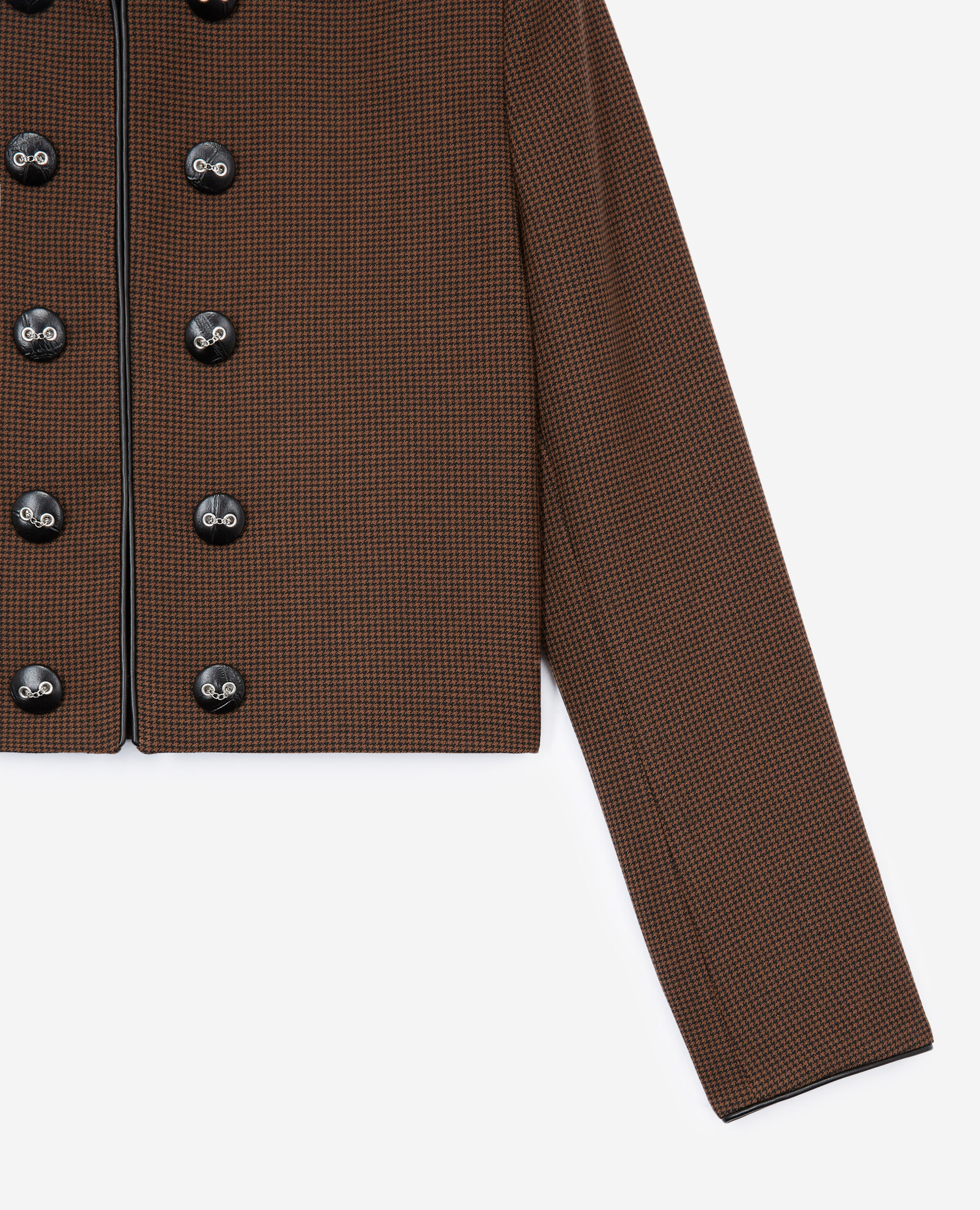 Flowing brown officer-style jacket, BROWN, hi-res image number null