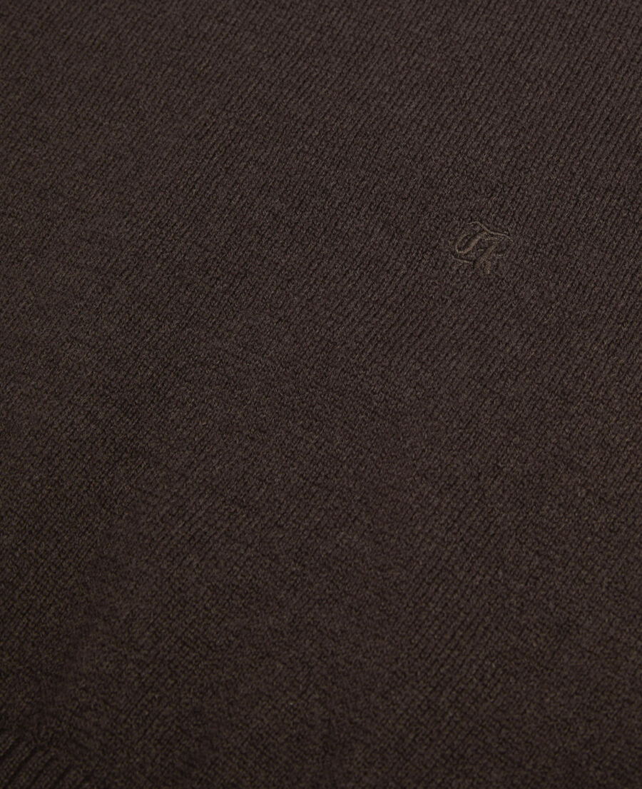 The Kooples MEN DARK BROWN brown wool sweater