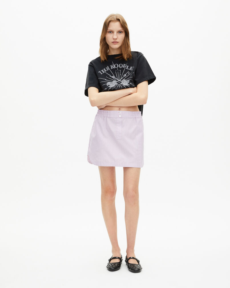 The Kooples FEMME BLACK WASHED t-shirt sérigraphie avec strass noir délavé