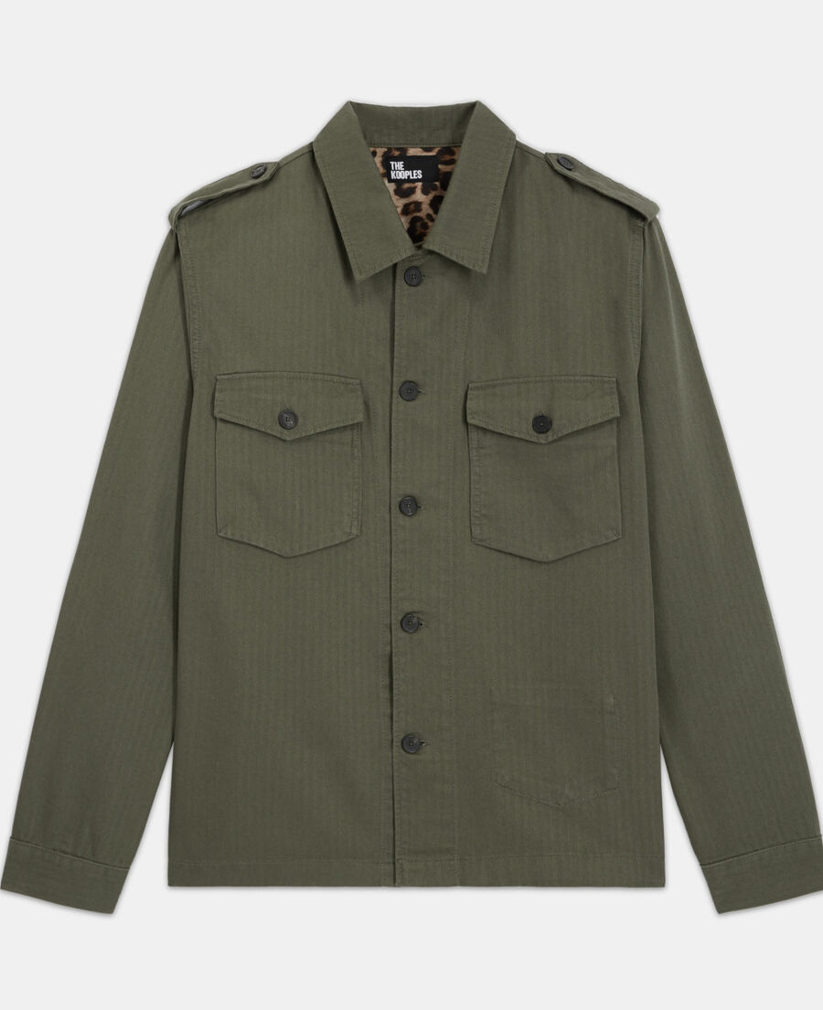 chemise kaki doublure léopard